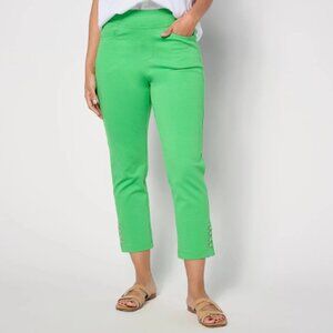 Belle Kim Gravel Pearls Just Want to Have Fun Ponte Pant-Green-Petite 6-A636333